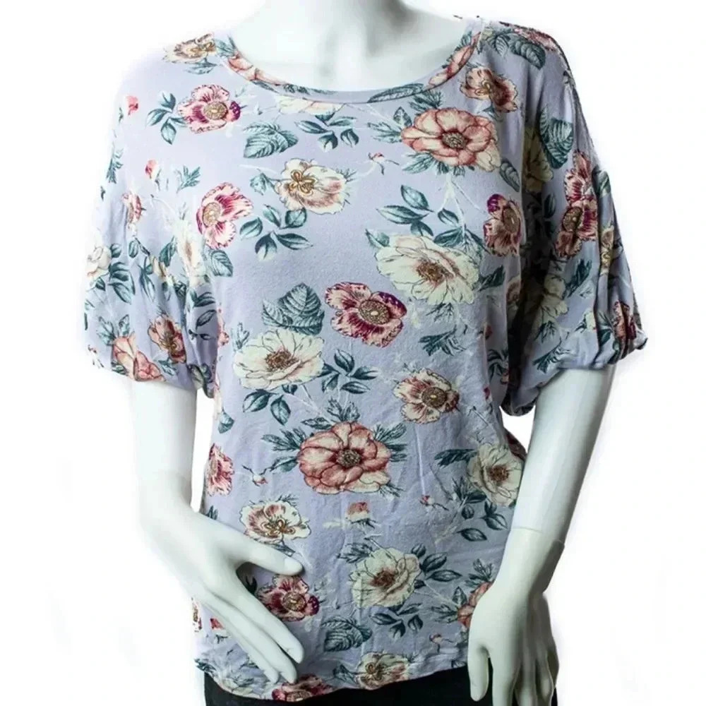 Bobeau Floral Puff Sleeve Top